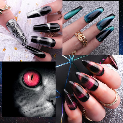 Clara Colors Magnetic Nail Polish - 20 Colors Cat Eye Gel Polish Kit Holographic Glitter Cat Eye Nail Polish with 4 Magnet, Black White Base Top Coat Gel Soak Off LED Manicure Salon DIY Art Gifts
