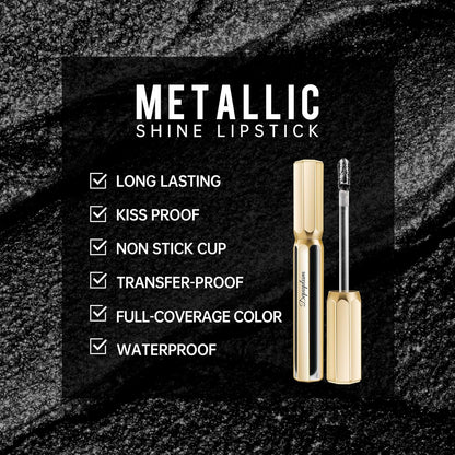 Black Lipsticks for Women Metallic Lipstick Long Lasting Non Stick Cup Lip Gloss, Shimmer Lightweight Hydrating Full Coverage Lip Color, DP120 Boardwalk