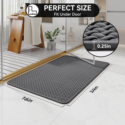 Bathroom Rugs Non Slip, Super Absorbent Quick Dry Bath Mat, Foam Weave Texture Rubber Backing Ultra Thin Bathroom Mats Fit Under Door Bathroom Floor Bathtub Shower