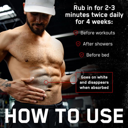 SteelFit Abs of Steel Maximum Definition Cream - Skin Tightening, Toning & Firming Lotion for Sculpting Abs - L-Carnitine Pre & Post Workout Supplement for Men & Women - Non-Greasy Formula, 8 Ounces