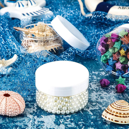 SATINIOR 24 Pieces Empty Clear Plastic Jars with Lids Round Storage Containers Wide-Mouth for Beauty Product Cosmetic Cream Lotion Liquid Butter Craft and Food (White Lid, 4 oz)