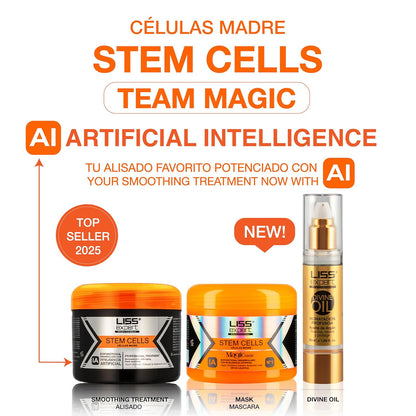 Liss Expert Stem Cells Smoothing Treatment 8.45 oz (ONE shoulder length app) and Magic AI Mask, 8.45 oz Set Hyaluronic Acid, Collagen, Argan Oil, Keratin and Stem Cells for after care SET (3, 8.45)