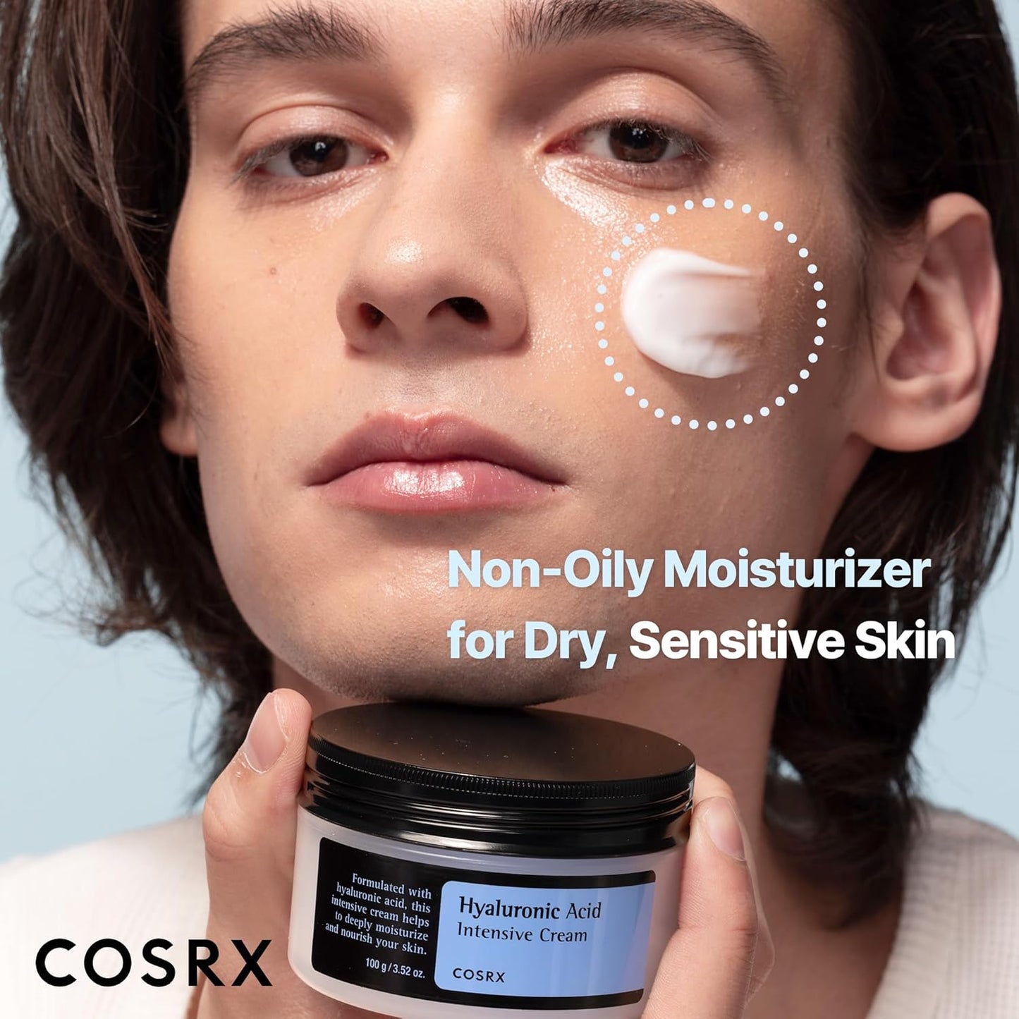 COSRX Hyaluronic Acid Moisturizing Cream, Long-lasting Hydration, Rich Moisturizer for Sensitive Skin 3.52 oz / 100g, Korean Skin Care, Animal Testing Free, Parabens Free