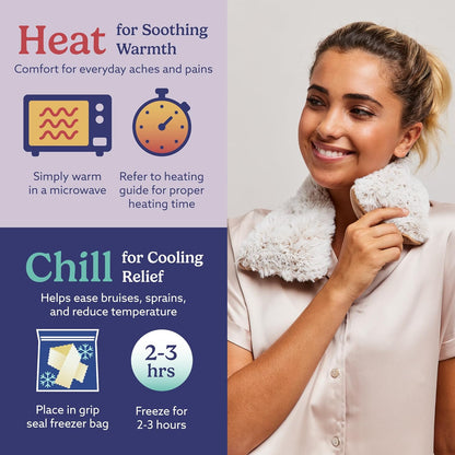 warmies Microwavable Neck & Shoulder Wrap - Heating & Cooling Plush Pad for Calming Relaxation - Weighted & Heated Neck Warmer with Scented Lavender - Microwave Heat Pad for Aches & Pain – Brown