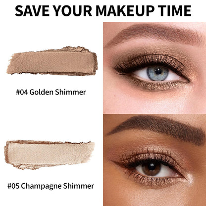 FV Waterproof Eyeshadow Stick Duo,Long-Lasting Cream Eye Shadow Makeup Sets, High Pigmented Eyeshadow Pencil with Shimmer Finish, Natural Look (Golden & Champagne)