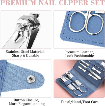 12 Sets Manicure Set, 7 in 1 Stainless Steel Nail Care Kit, Sturdy Manicure Tool Kits with Travel Case, Nail Grooming Kit Gift, for Men and Women(6 Colors)