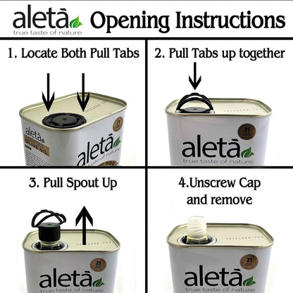 Aleta, Organic & PDO Extra Virgin Olive Oil, 2025 Gold Award, Certified Single Estate, Crete Greece, First-Cold Press, 1 Lt (33.8 oz.) Tin, Pack of 2