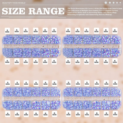 7000PCS Resin Rhinestones with Tweezers for Crafting, 2/3/4/5/6mm Flatback Jelly Rhinestones, 4 Box Sky Blue AB Non Hotfix Crystal Gems for DIY Crafts Mugs Tumblers Clothes Makeup Nail
