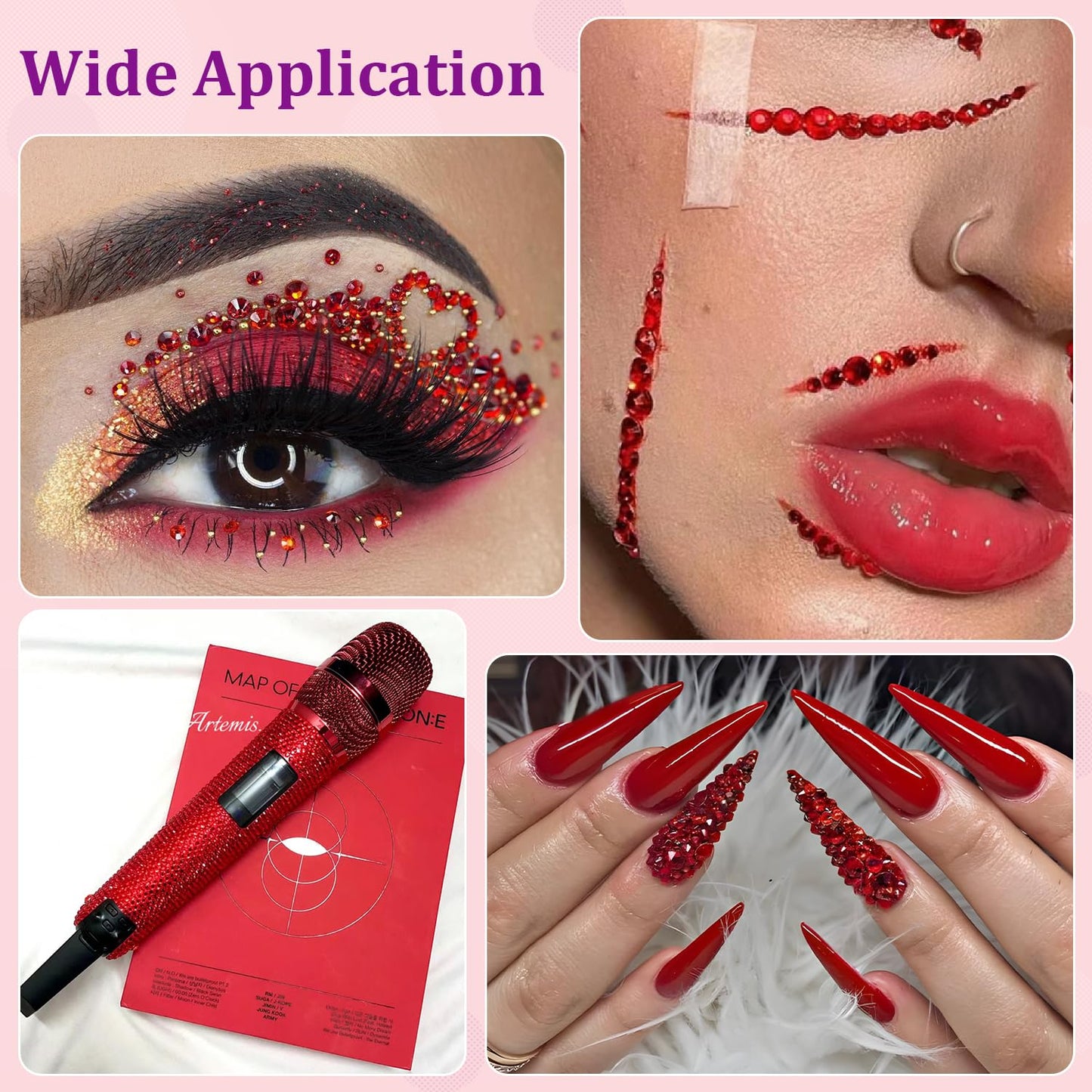 25000Pcs Resin Rhinestones for Crafting, Red 2-6mm Mixed Sizes Non Hotfix Flatback Gems, Bedazzling Crystal for DIY Crafts Clothing Tumblers Mugs Shoes Fabric Nail Art