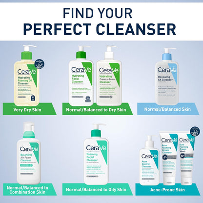 CeraVe Renewing Salicylic Acid Cleanser, Formulated With Hyaluronic Acid, Niacinamide, & Ceramides, Gentle BHA Exfoliating Face Wash Smooths & Softens Skin, Non Comedogenic & Fragrance Free, 8 Ounce