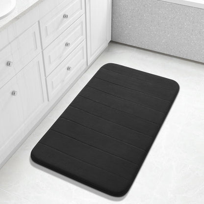 Yimobra Large Bath Mat 36"x24", Super Soft Quick Dry Memory Foam Bathroom Rug, Water Absorbent, Non Slip Backing Machine Washable for Tub Shower, Thick Comfort Support, Black
