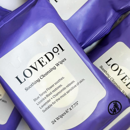 Soothing Cleansing Wipes, Cleansing Makeup Remover Wipes for Sensitive Skin with Serum-Like Finish, Lavender Scent, 24 Wipes