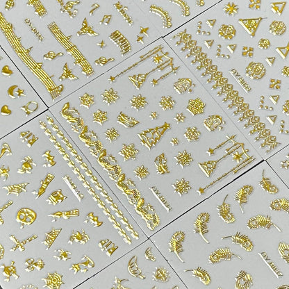 30 Sheets Gold Nail Art Stickers Gold Flower Butterfly Nail Stickers Star Line Self-Adhesive Nail Decals Acrylic Nails DIY Design Nail Supplies for Women and Girls