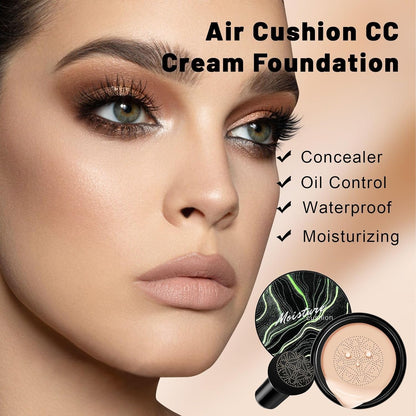 Mushroom Head Air Cushion CC Cream - BB Cream Face Makeup for Mature Skin, Moisturizing Cover Balm Foundation & Long-Lasting Color Correcting Concealer, Even Skin Tone for All Skin Types (Nude)