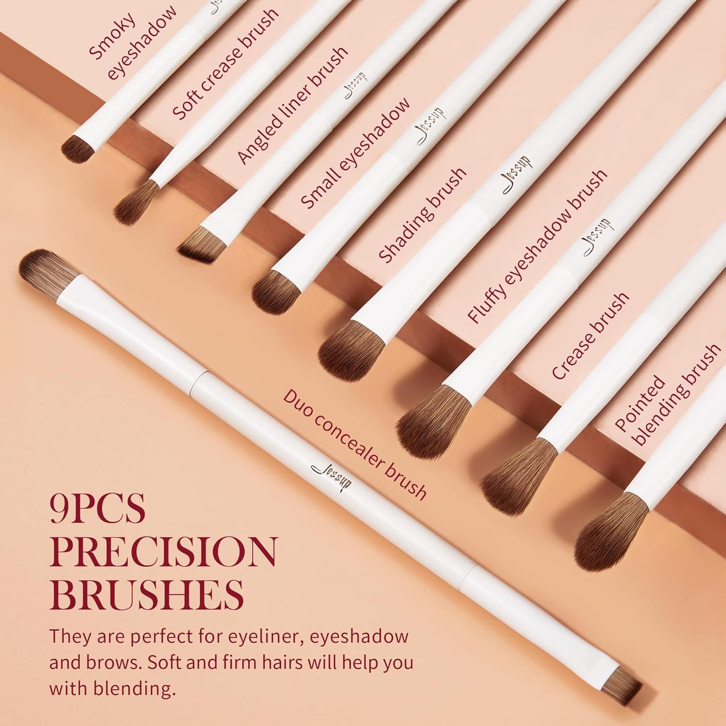 Jessup Makeup Brushes 14Pcs Makeup Brush Set Premium Synthetic Powder Foundation Contour Blush Concealer Eye Shadow Blending Liner Make Up Brush Kit Light Grey with Gift Box, T329-G