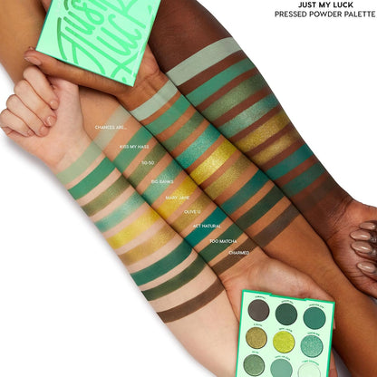ColourPop Just My Luck Green Eyeshadow Palette - Green & Neutral Eyeshadow Palette with Matte & Metallic Finishes - High-Pigment Eye Makeup with a Long-Wearing Formula (0.3 oz)