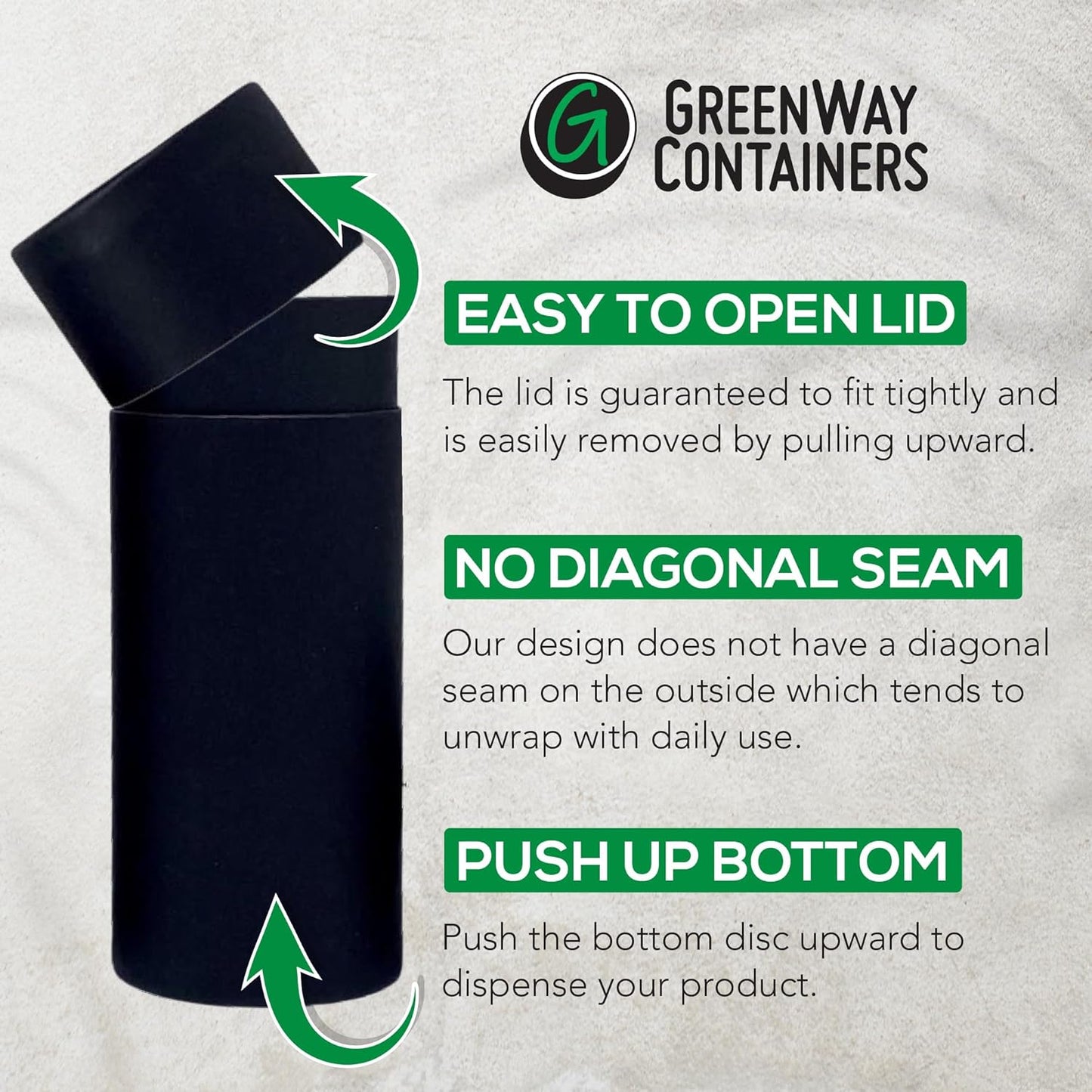 GreenWay 2.5oz / 70g Kraft Paperboard Deodorant Tubes with Lids - 25 Pack Solid Perfume Tubes Refillable DIY Cosmetic Containers - Brown