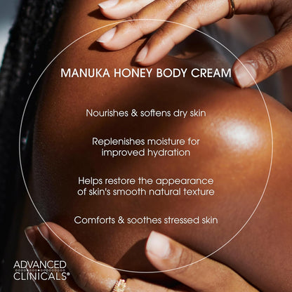 Advanced Clinicals Manuka Honey Body Cream For Women & Men | Body Butter Lotion For Extremely Dry Skin | Collagen Cream | Skincare Moisturizer Hydrating Balm Improves Look Of Aging Skin, 16Oz, 2-Pack