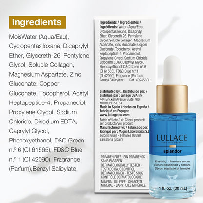 LULLAGE Splendor Elasticity & Firmness Moisturizing Face Serum for Women - Fast Absorbing Day & Night Hydrating Serum with Oxygen & Marine Collagen - 1 Fl. Oz Bottle