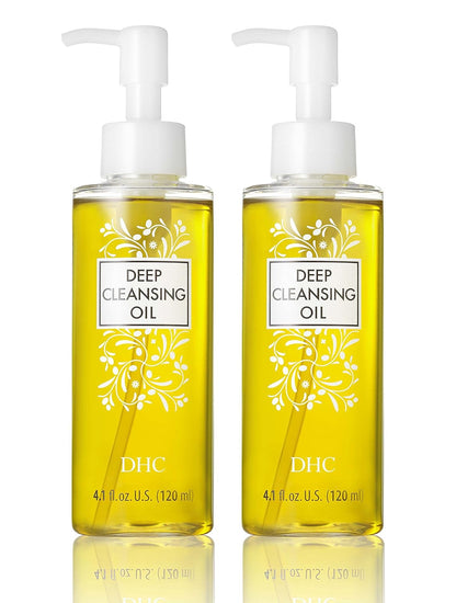 DHC Deep Cleansing Oil Medium 2 pack, Facial Cleansing Oil, Makeup Remover, Cleanses without Clogging Pores, Residue-Free, Fragrance and Colorant Free, All Skin Types, 4.1 fl. oz.
