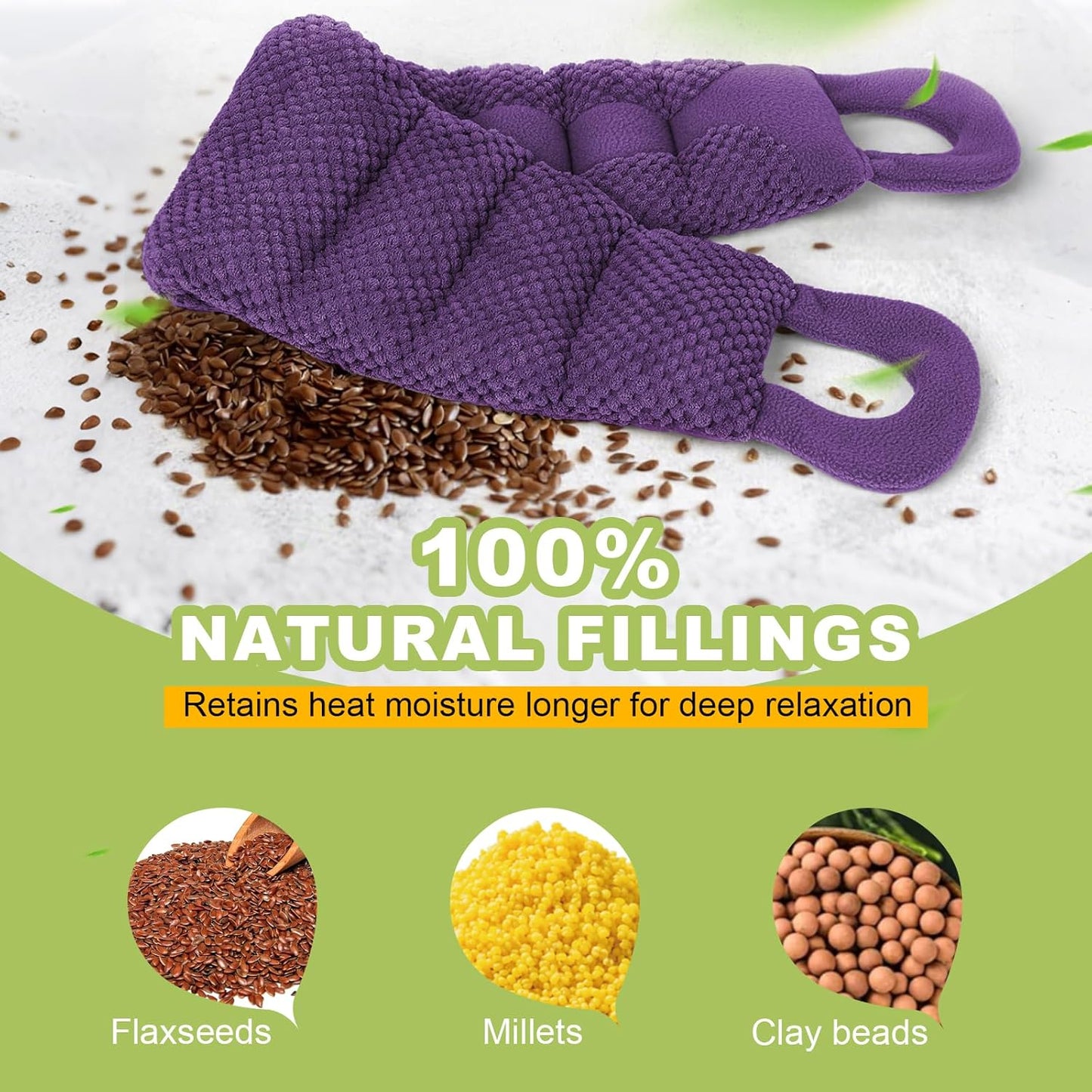 UNCN Long Heating pad for Neck and Shoulders Back 33 * 5.9" microwavable Large Moist Heat Pack Warm hot Compress Neck wrap Weighted Bag Massage Reusable Herbal Nature Calming Portable