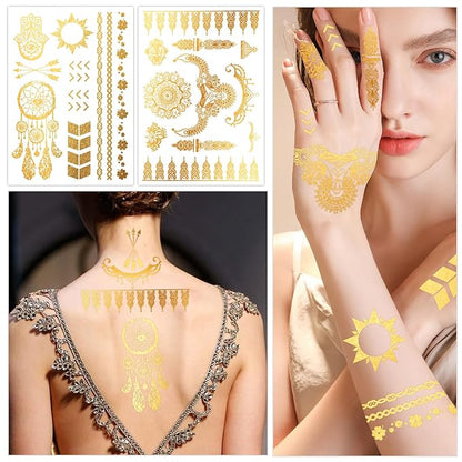 Konsait 9 sheets metallic tattoos,