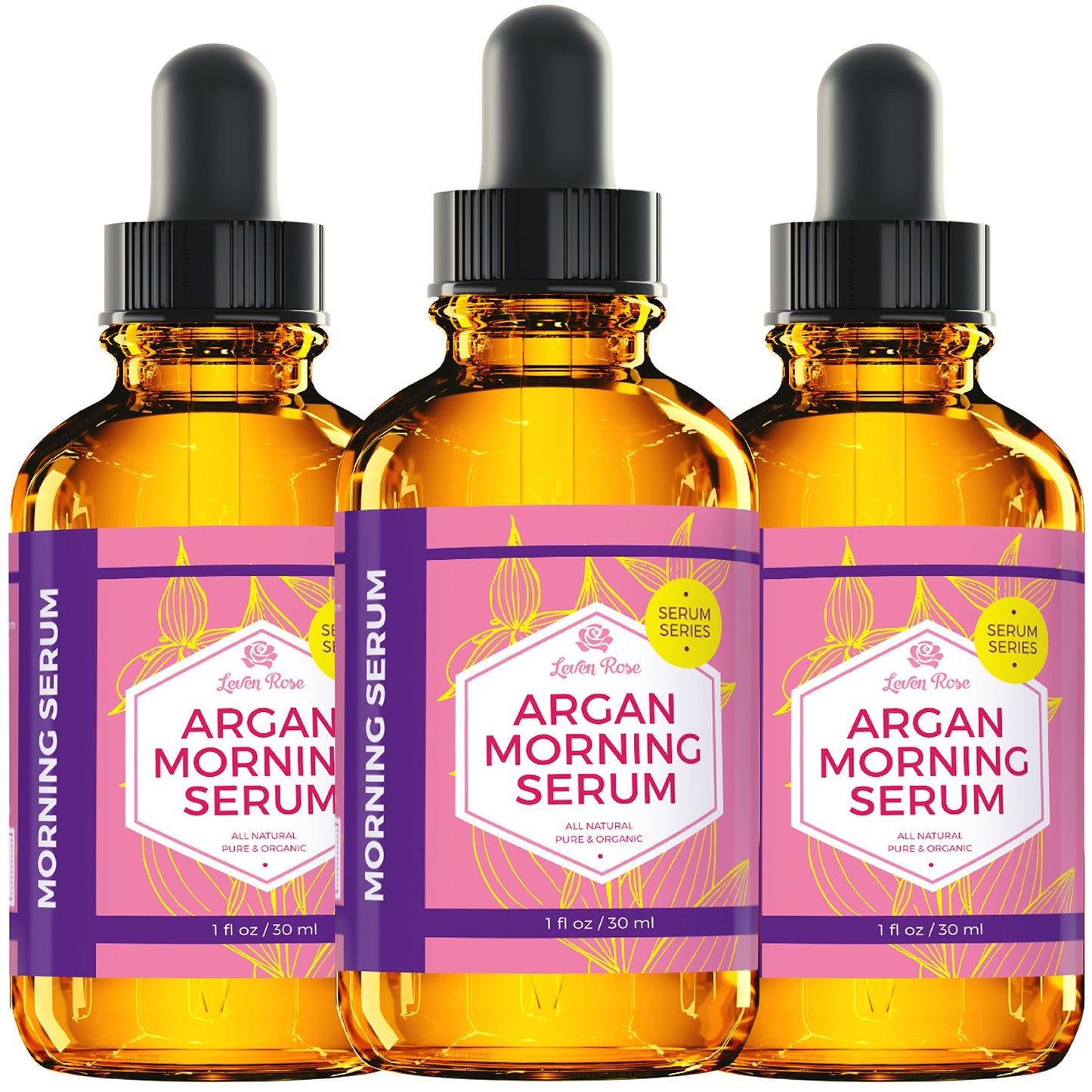 Leven Rose Moroccan Argan Oil Face Serum 1 oz - 100% Organic Hydrating Oil for Women - Anti-Aging Natural Serum for Wrinkles