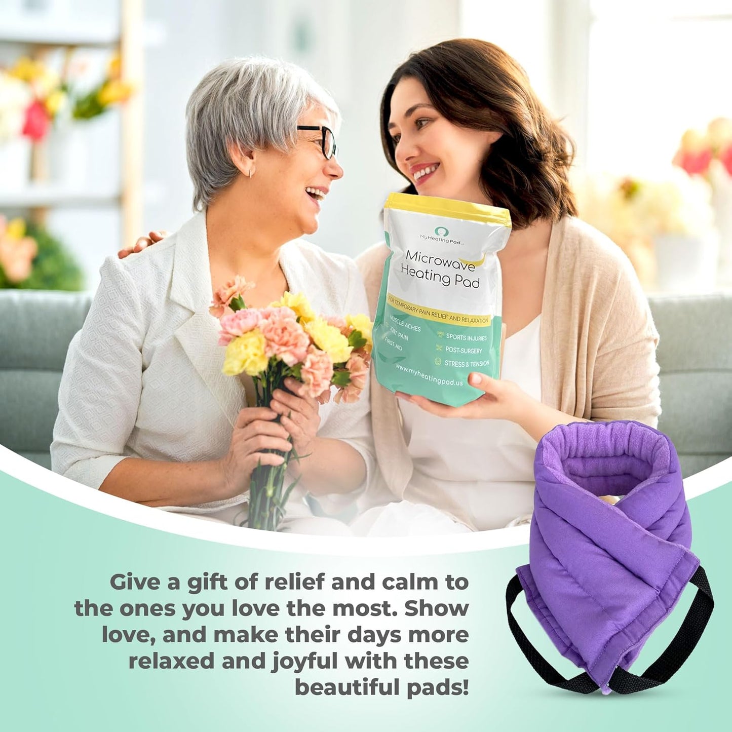 Microwavable Heating Pads for Lower Back, Neck, and Shoulder Pain Relief - Moist Microwave Heating Pad for Muscles and Joints - Microwave Hot Pack Heat Pad for Cramps - 1 Heat Pack Purple