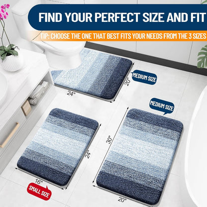 OLANLY Bathroom Rugs Mat 30x20, Extra Soft Absorbent Microfiber Bath Rugs, Rubber Backing, Quick Dry, Machine Washable Bath Mats for Bathroom Floor, Tub and Shower, Home Decor Accessories, Navy Blue
