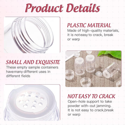 RAYNAG 6 Pieces Mini Empty Loose Powder Bottle Travel Cosmetic Glitter Powder Eye Shadow Shaker Bottle with Sifter and Lids (3 Style)