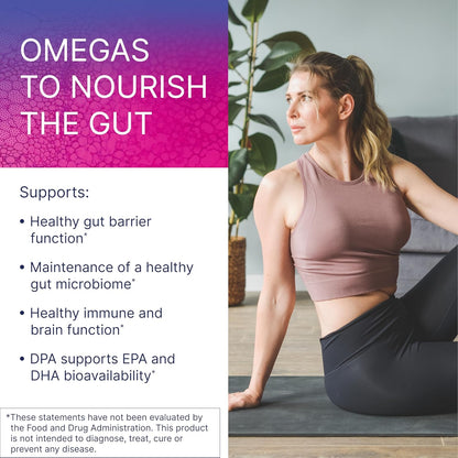 Microbiome Labs MegaMarine Omega 3 Fish Oil Supplements - Gut-Specific EPA DHA Omega 3 Supplement with DPA for Gut Health - Support Immune & Gut Barrier Function (60 Softgels)