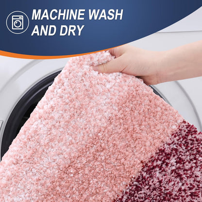OLANLY Bathroom Rugs Mat 24x16, Extra Soft Absorbent Microfiber Bath Rugs, Rubber Backing, Quick Dry, Machine Washable Bath Mats for Bathroom Floor, Tub and Shower, Home Decor Accessories, Red
