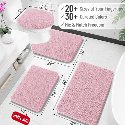 OLANLY Bathroom Rugs 30x20, Extra Soft Absorbent Chenille Bath Rugs, Rubber Backing Quick Dry, Machine Washable Bath Mats for Bathroom Floor, Tub and Shower, Home Decor Accessories, Dusty Rose
