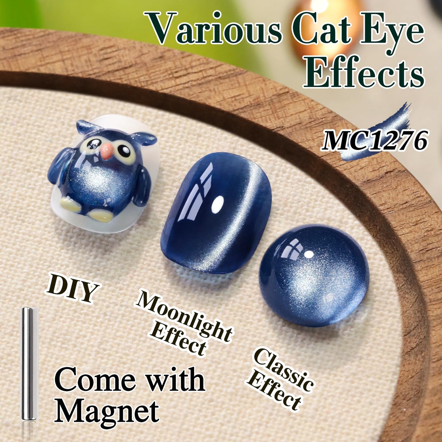 Double Rhythm 0.5 OZ Cat Eye Gel Polish with Magnet 15ML Holographic Glitter Shimmer Translucent Jelly Color Magnetic Nail Polish Salon DIY at Home (Blue Coral-MC1276)