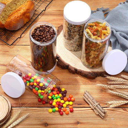 SATINIOR 24 Pieces Empty Clear Plastic Jars with Lids Round Storage Containers Wide Mouth for Beauty Product Cosmetic Cream Lotion Liquid Butter Craft and Food(Clear Lid,32 oz)