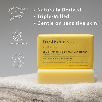 Natural Soap Bar- Lemon Myrtle+Manuka Honey- 7 oz x 8 Pack- Castile Bar Soap, Natural Soap Bar, Bar Soap, Body Soap Bars- Essential Oils For Sensitive Skin