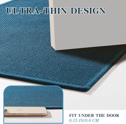 chakme Bathroom Rugs Mat 24x17, Ultra Thin Non Slip Bath Mat Small Quick Dry Absorbent Bath Mat for Bathroom Floor, (Dark Blue, 24"x17")