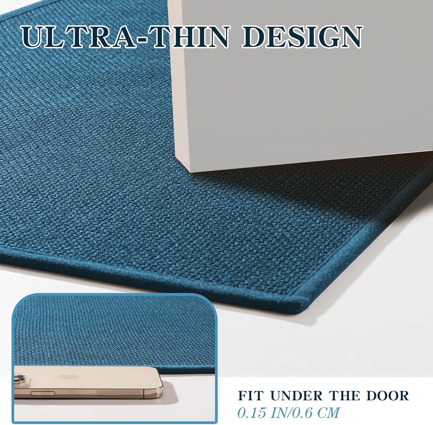 chakme Bathroom Rugs Mat 47x24, Ultra Thin Non Slip Bath Mat Large Quick Dry Absorbent Bath Mat for Bathroom Floor, (Dark Blue, 47"x24")