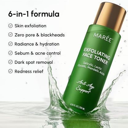 MAREE Exfoliating Toner with Salicylic Acid – AHA BHA Face Exfoliant & Pore Cleaner – BHA Liquid Exfoliant for Sebum & Dead Skin Care Remover – Face Exfoliator – Acido Salicilico Exfoliante Facial