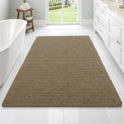 OLANLY Bathroom Rugs 70x46, Extra Soft Absorbent Chenille Bath Rugs, Rubber Backing Quick Dry, Machine Washable Bath Mats for Bathroom Floor, Tub and Shower, Home Decor Accessories, Tan