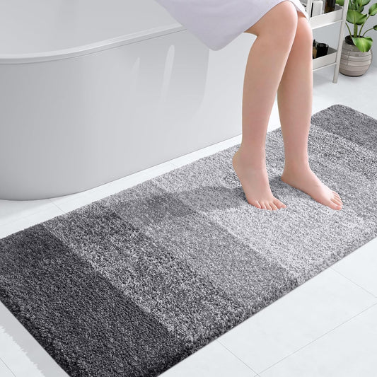 OLANLY Bathroom Runner Rugs 54x24, Extra Soft Absorbent Microfiber Bath Rugs, Rubber Backing, Quick Dry, Machine Washable Bath Mats for Bathroom Floor, Tub and Shower, Home Decor Accessories, Grey