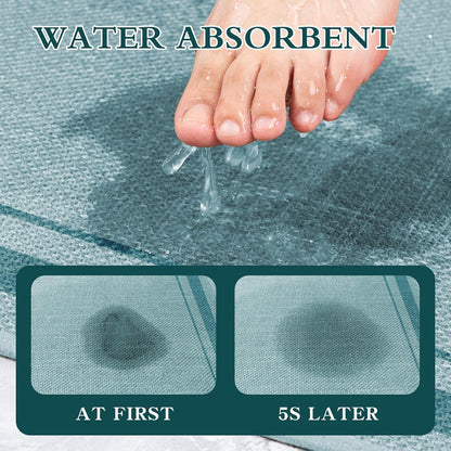 chakme Bathroom Rugs Mat 32x17, Ultra Thin Non Slip Bath Mat Quick Dry Absorbent Bath Mat for Bathroom Floor, (Light Blue, 32"x17")