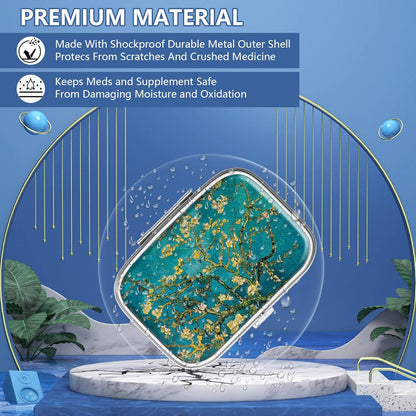 Pill Box 2 Compartment Small Pill Case,Portable for Pocket or Purse Pill Organizer Pill Container Holder to Hold Vitamins, Medication, Fish Oil and Supplements(2PCS)