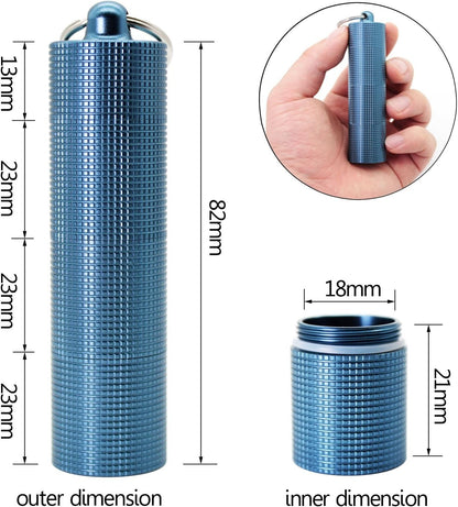 PPFISH Portable Daily Pill Case, 3 Compartments Anti-Skid Aluminum Alloy Waterproof Pill Box Dispenser, Small Pocket Pill Container, Keychain Pill Fob, Travel Pill Holder for Men Women