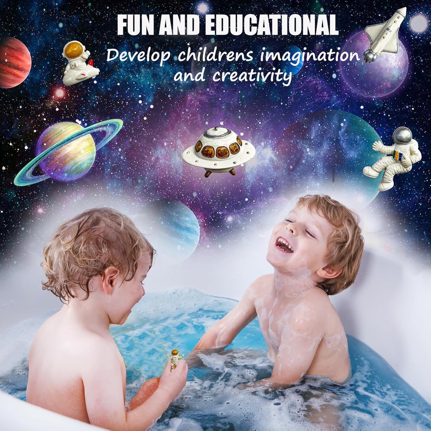 Galaxy Bath Bombs for Kids with Surprise Inside - Organic Bubble Bath Bombs with Educational Outer Space Planet Toys. Gentle, Natural & Kids Friendly - Birthday Gifts for Boys, Toddlers, Girls
