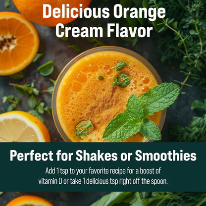 Natural Force Pure Vitamin D – Liquid D3 & K2 with Coconut MCT –1,000 IU, Immunity & Nutrient Absorption Booster- Vegan - Orange Cream, 16 fl oz