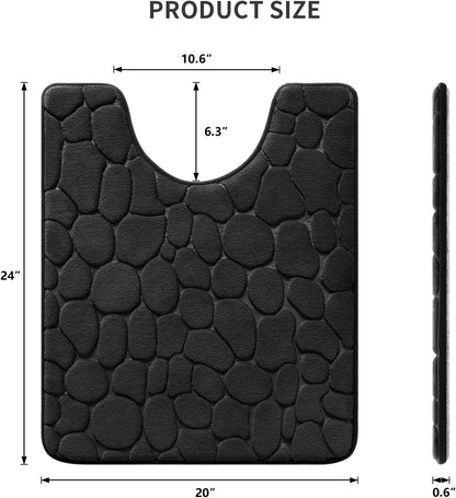 YIHOUSE Memory Foam Bath Mat Cobblestone Bathroom Rugs Super Water Absorbent Bath Mats for Bathroom Machine Washable Bath Rugs(20 x 24,Black)