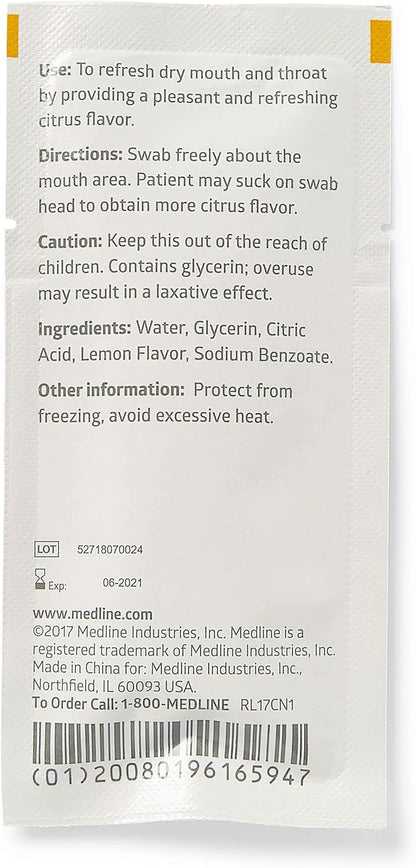 Medline lemon glycerin swabsticks, swabs