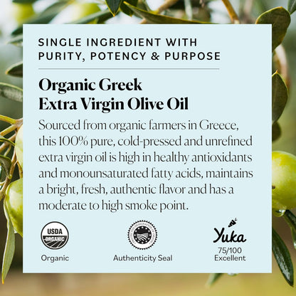 Sky Organics - Organic Extra Virgin Olive Oil, 16 fl oz - Cold Pressed & Unfiltered - Bright, Fresh, Authentic Flavor - Sourced from Farmers in Greece - 100% Pure - Kosher - Natural, Vegan, & Soy Free