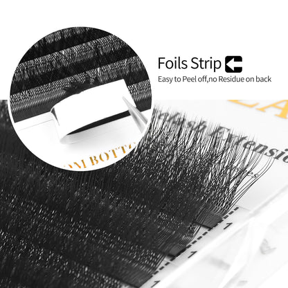 W Lash Extensions 4D Eyelash Extensions W Shape 0.07mm Thickness L Curl 11mm Premade Fans W Lashes Individual Lashes Matte Black 12 Rows False Eyelashes Volume Lashes(W-4D-0.07-L,11mm)